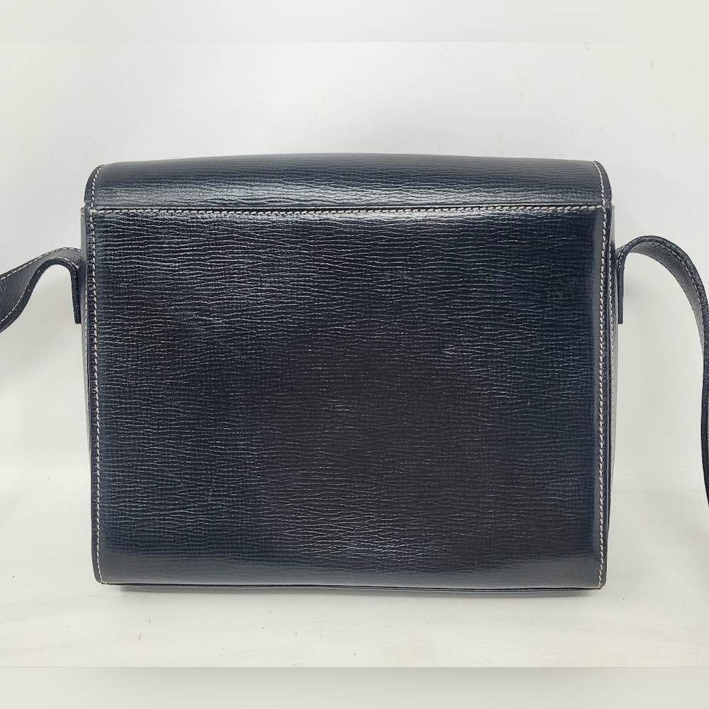 Vintage Celine Gold Ring Box Black Leather Small Crossbody Hand Bag Authentic - Picture 5 of 14